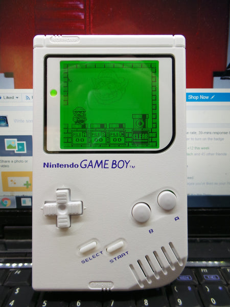 White Custom Game Boy DMG with Green Backlight