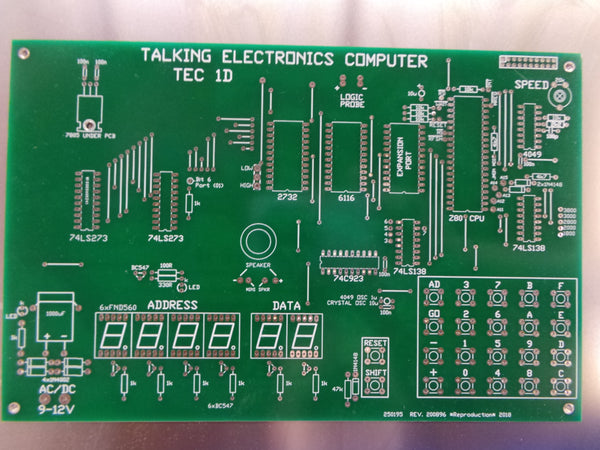 TEC-1D - Talking Electronics Z80 trainer computer - PCB only